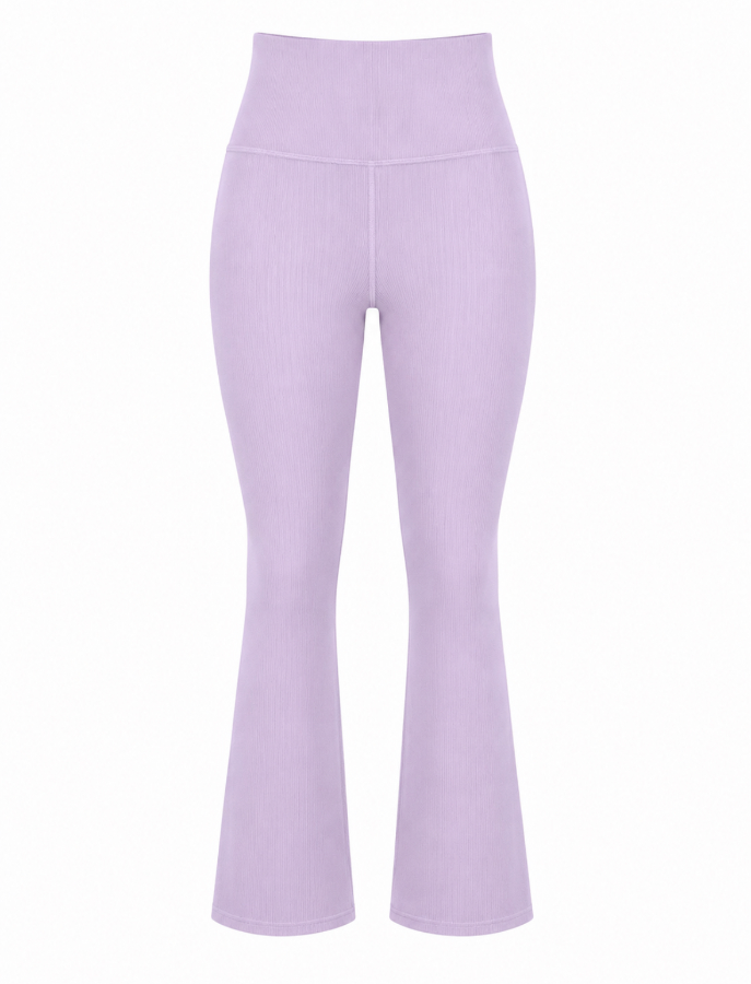Ribbed Flarred Leggings  in Baby Lavender