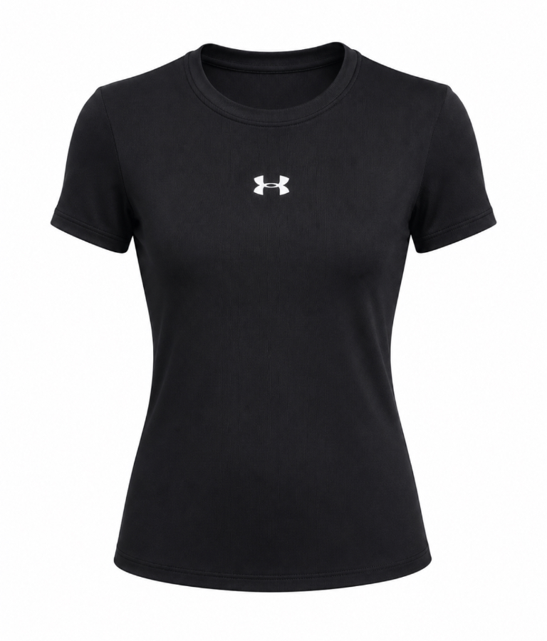 Body Slim Lightly Ribbed Lycra Shirt in Black